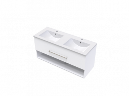 Clearlite Cashmere 1200 Double Bowl Single Drawer Open Vanity