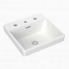 CLARK Square Inset Basin with Tap Landing 400mm (3 Tap Hole with Overflow)