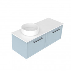 Newtech 1200 Francisco Luxe Wall Hung Offset Left Basin Vanity 2 Drawer 
