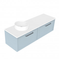 Newtech 1500 Francisco Luxe Wall Hung Offset Left Basin Vanity 2 Drawer 