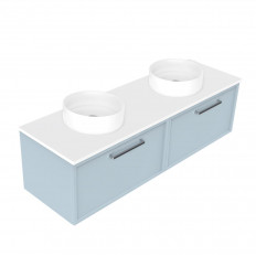 Newtech 1500 Francisco Luxe Wall Hung Double Basin Vanity 2 Drawer 