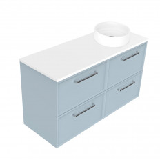 Newtech 1200 Francisco Luxe Wall Hung Offset Right Basin Vanity 4 Drawer 
