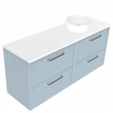 Newtech 1500 Francisco Luxe Wall Hung Offset Right Basin Vanity 4 Drawer 