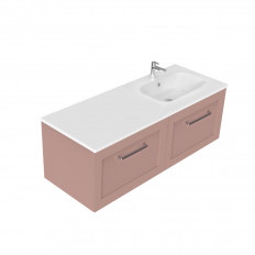 Newtech 1200 Francisco Wall Hung Offset Right Basin Vanity 2 Drawer 