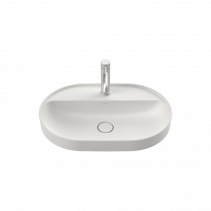Caroma Liano II 600mm Pill Inset Basin with Tap Landing (1 Tap Hole) - Matte White