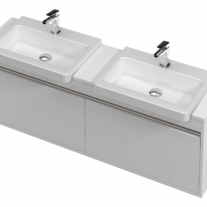 St Michel City 40 Vanity 1400 Wall with Semi-Recessed Basin Double Basin - 2 Drawers 