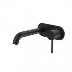 Caroma Liano II 175mm Wall Basin/Bath Mixer - Rounded Cover Plate - Matte Black