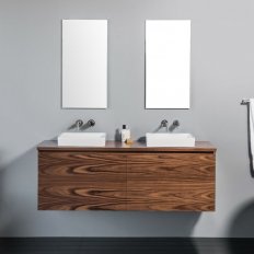 Michel Cesar Zero 1500 Wall-Hung Vanity, Double Bowl, 2 Drawers + 2 Concealed Drawers
