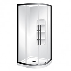 Symphony Showers Curvato Round Shower, Moulded Wall - Black
