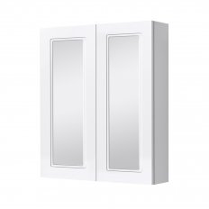 Burlington English Classic 565 Mirror Cabinet, 2 Doors, 2 Internal Glass Shelves, Matt White 