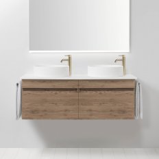 VCBC Soft Solid Surface 1300 Wall-Hung Vanity, 2 Drawers, Double Bowl