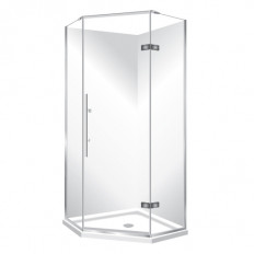 Symphony Showers Premier Frameless Angle Pivot Door Shower, Flat Wall - Silva