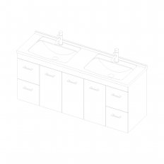 St Michel Riva Wall 1500 Double Basin, 3 Doors, 4 Drawers