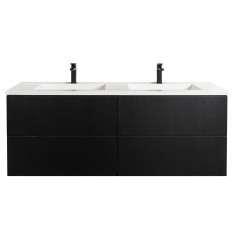 Aquatica Katrina Black Vanity Cabinet, Double-bowl Top 1500mm, 4 Drawers