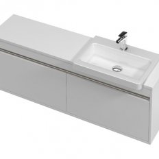 St Michel City 40 Vanity 1400 Wall with Semi-Recessed Basin - 2 Drawer, Right Hand