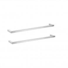 Tranquillity Square Single Bar Heated Towel Rail 450mm - Brushed Stainless