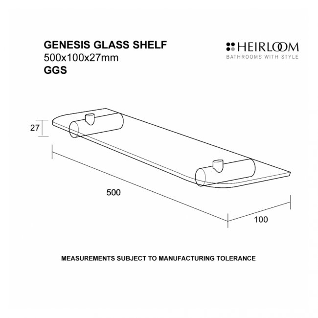Heirloom Genesis Glass Shelf - Stainless Steel
