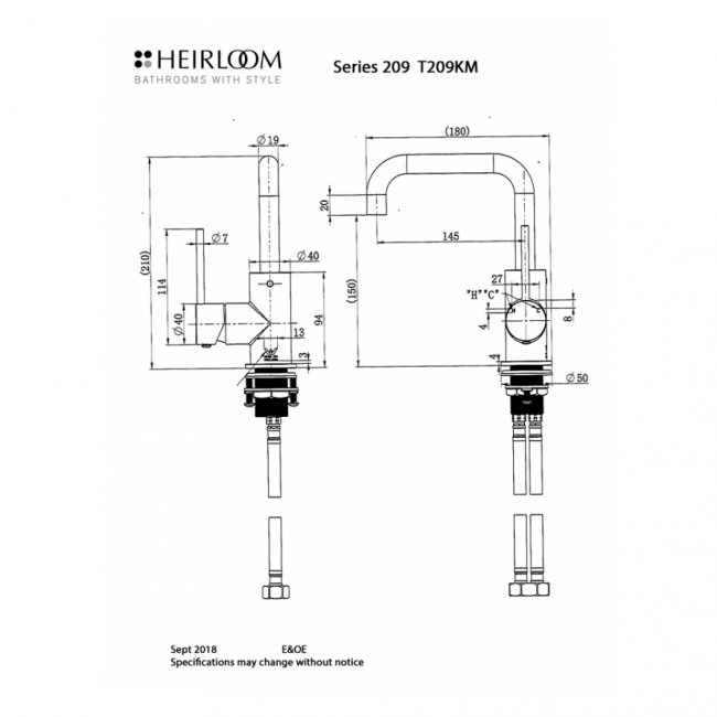 Heirloom 209 Series Compact Sink Mixer - Chrome
