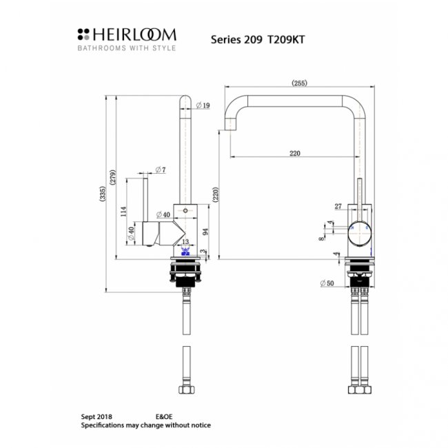 Heirloom 209 Series Sink Mixer - Noir