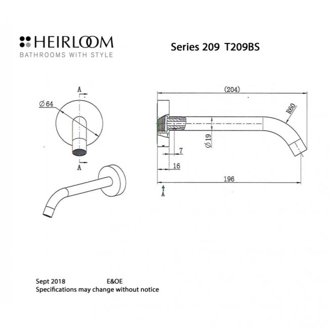 Heirloom 209 Series Spout - Noir
