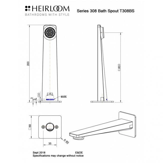 Heirloom 308 Series Spout- Chrome