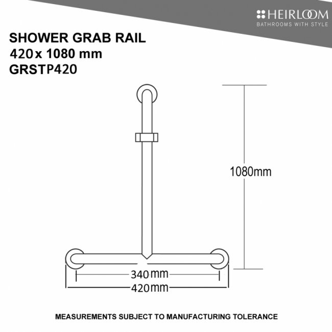 Heirloom Sentinel Easi Shower & Grab Rail 420