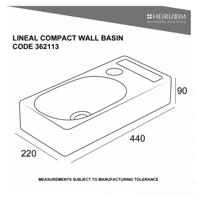 Heirloom Lineal Compact Wall Basin