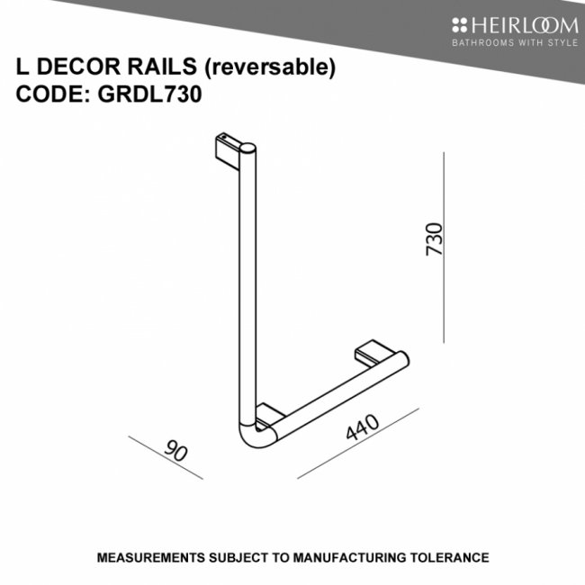 Heirloom Sentinel Decor Grab Rail 730 L (Reversible)