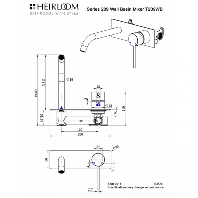Heirloom 209 Series Wall Basin Set - Noir