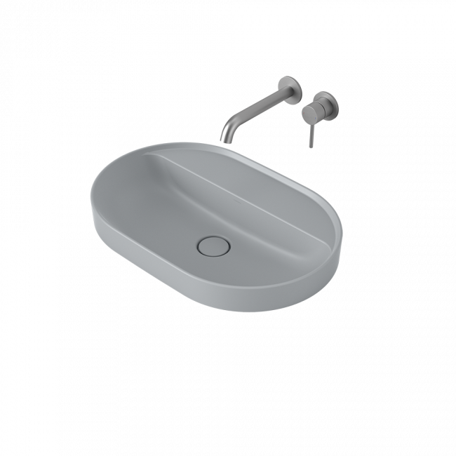 Caroma Liano II 600mm Pill Inset Basin with Tap Landing (0 Tap Hole) - Matte Grey 