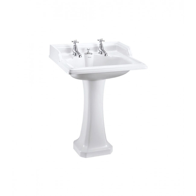 Burlington Classic Rectangle 650 Basin with Invisible Overflow and Pedestal