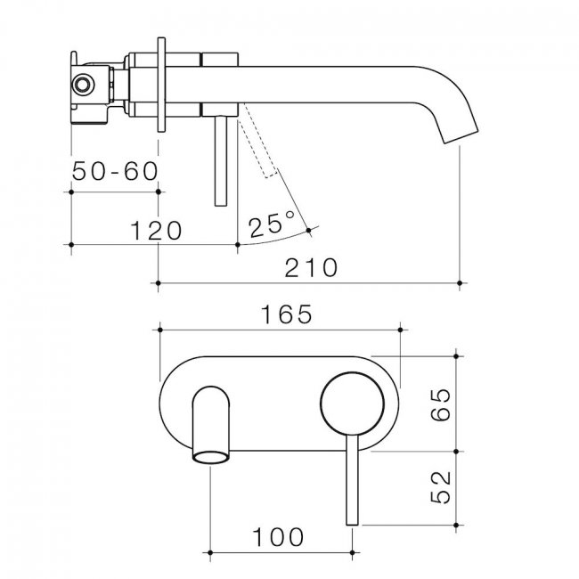 Caroma Liano II 210mm Wall Basin/Bath Mixer - Rounded Cover Plate - Gunmetal