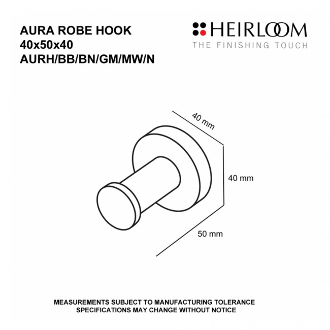 Heirloom Aura Robe Hook Brushed Brass