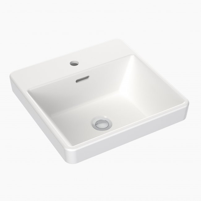 CLARK Square Inset Basin with Tap Landing 400mm (1 Tap Hole with Overflow)
