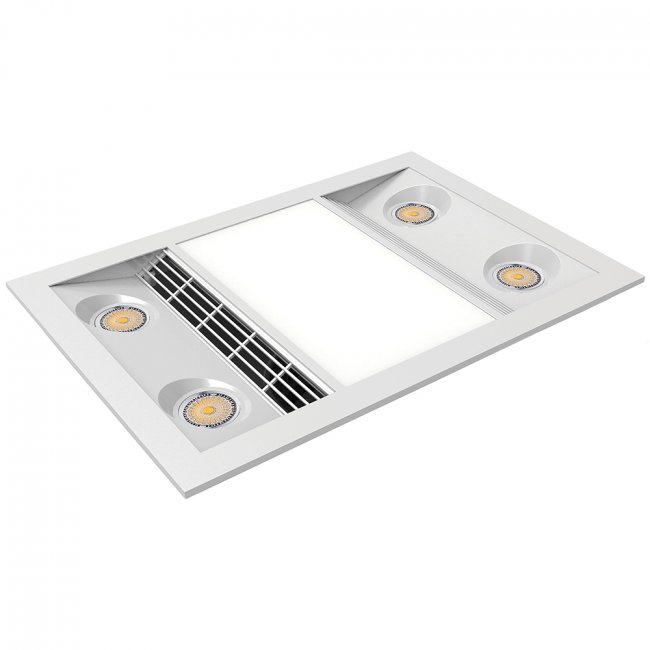 Manrose Designer Bathroom Heater with Fan and LED Light - Halogen 150mm