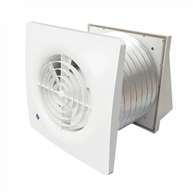 Manrose Quiet 150mm Through Wall Bathroom/Kitchen Fan Kit with Timer