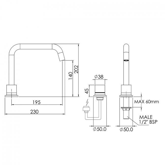 Felton Tate Digital Deck Mounted Mixer (Spout & Mixer) - Brushed Gunmetal