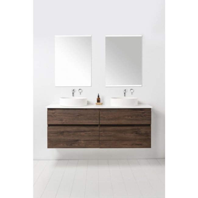 VCBC Soft Solid Surface 1550 Wall-Hung Vanity, 4 Drawers, Double Bowl