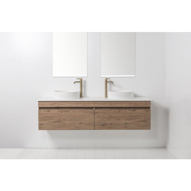 VCBC Soft Solid Surface 1760 Wall-Hung Vanity, 2 Drawers, Double Bowl