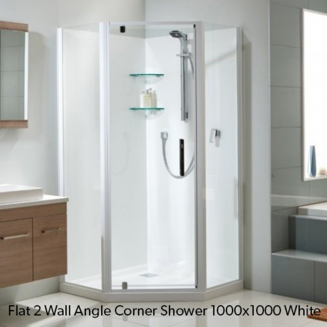 Athena Soul Acrylic Flat Wall Showers  - Corner Waste, White
