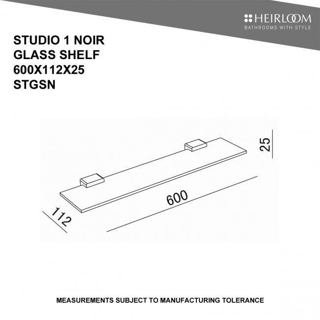 Heirloom Studio 1 Noir Glass Shelf 