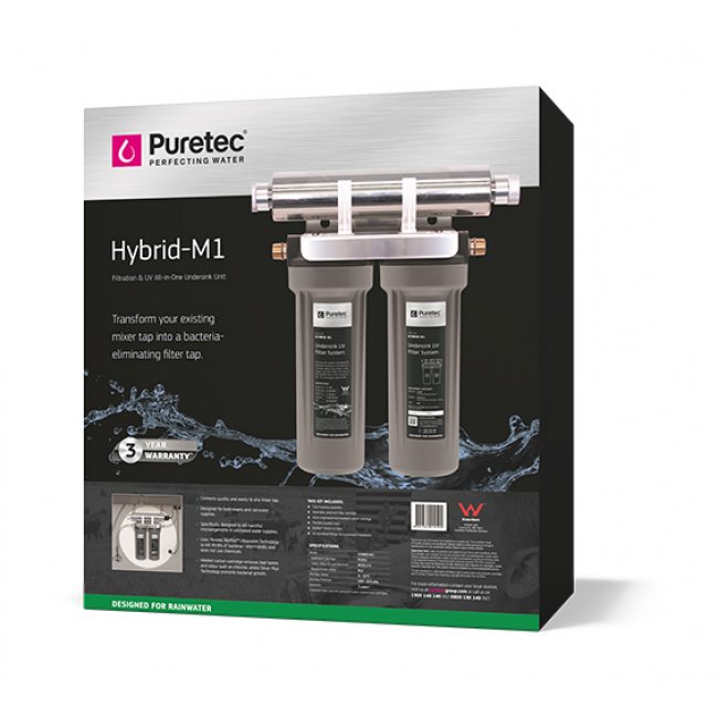 Puretec Hybrid Mini Undersink Dual Stage Filtration plus UV Protection, 8 Lpm