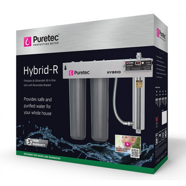 Puretec Hybrid R4 Dual Stage Filtration plus UV Protection, Reversible Mounting Bracket, 130 Lpm