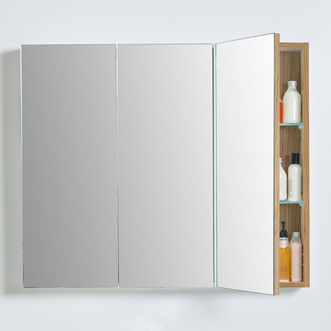 Michel Cesar Mirror Unit 900 - 3 Doors, 4 Glass Shelves