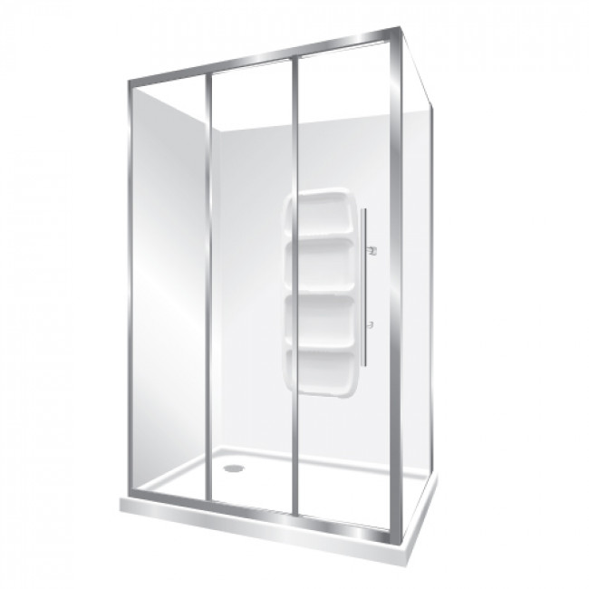Symphony Showers Aquero 2 Sided, Stacker Door Shower, Moulded Wall - Silva