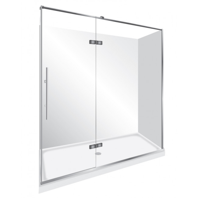 Symphony Showers Premier Frameless 2 Sided, Pivot Door Shower, Flat Wall - Silva