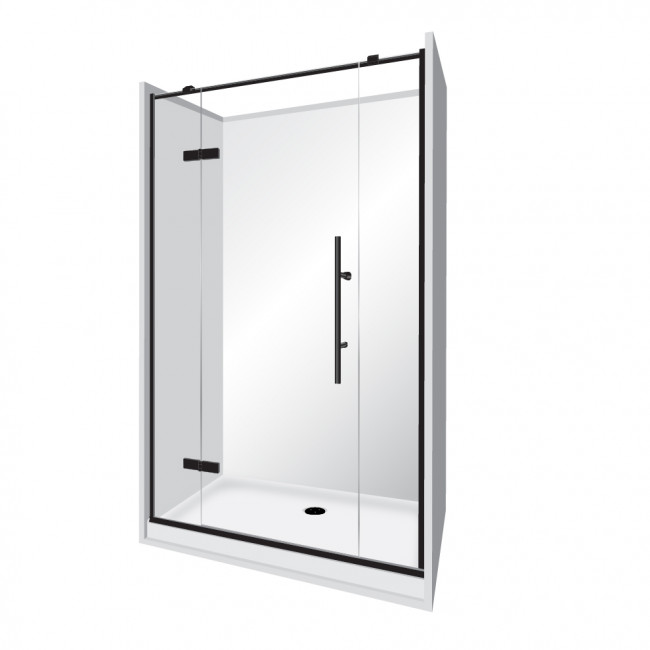 Symphony Showers Premier Frameless Alcove Pivot Door Shower - Black