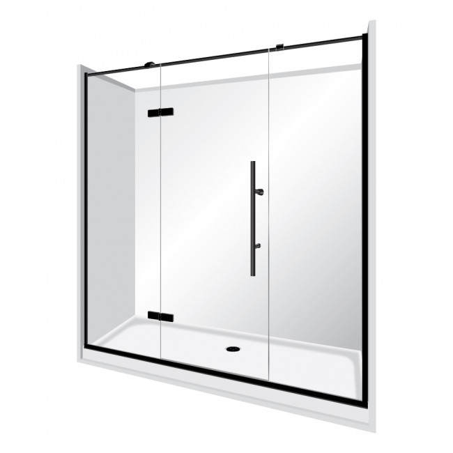 Symphony Showers Premier Frameless Alcove Pivot Door Shower - Black
