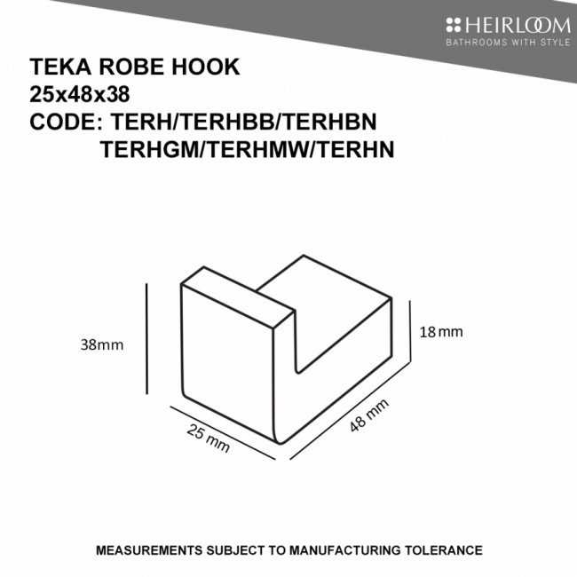 Heirloom Teka Robe Hook - Brushed Brass