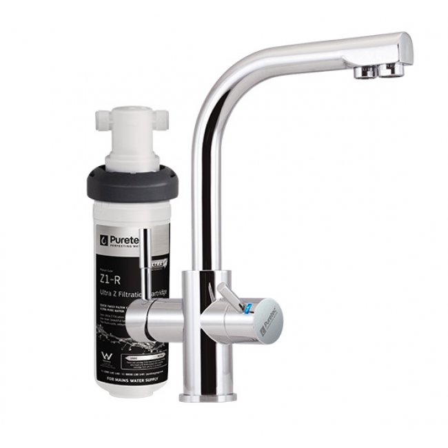 Puretec Quick Twist Undersink Water Filter using Ultra Z Filtration Technology with Tripla T3 LED Mixer Tap